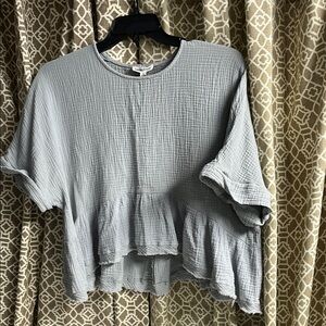 Newbury Kustom Light Gray Ruffle Blouse
